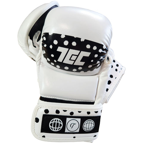 MMA Gloves Polkadot Techniques Canada White