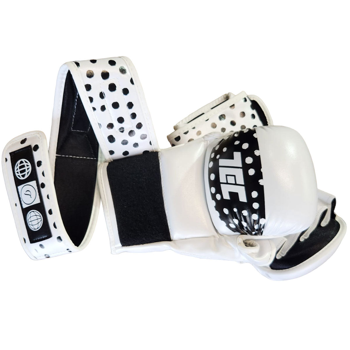 MMA Gloves Polkadot Techniques Canada White