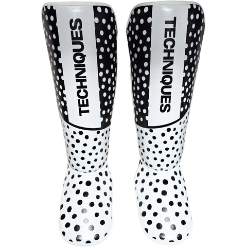 Shin Guards Boxing Polkadot Techniques Canada White Black