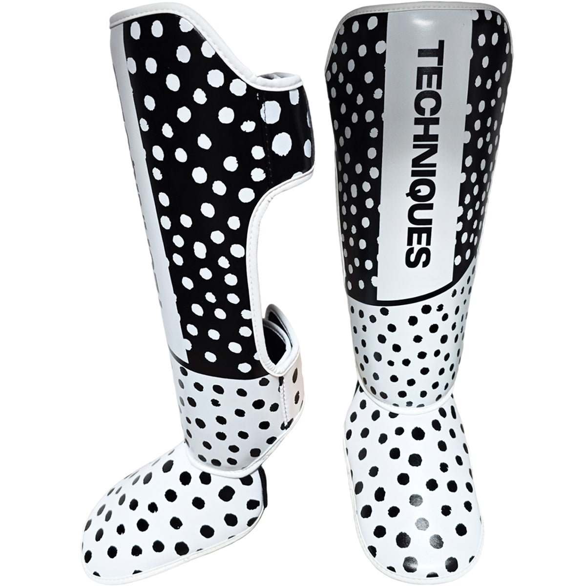 Shin Guards Boxing Polkadot Techniques Canada White Black