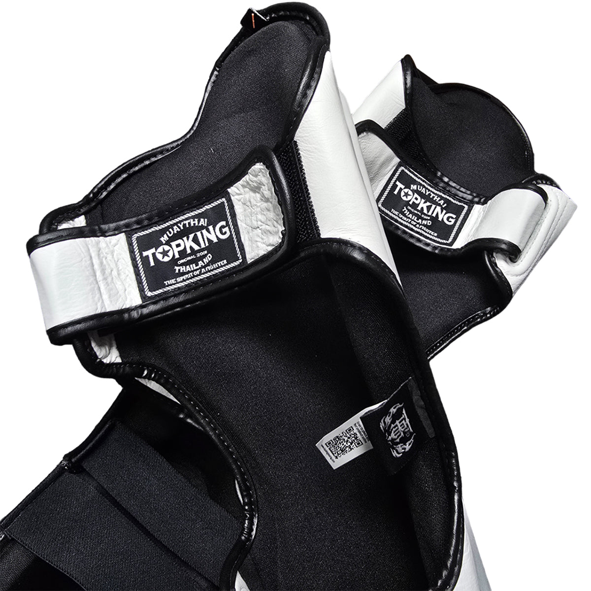 Shin Guards Top King Boxing TKSGP-GL White Black