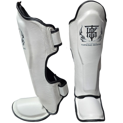 Shin Guards Top King Boxing TKSGP-GL White Black