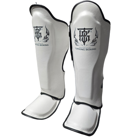 Shin Guards Top King Boxing TKSGP-GL White Black