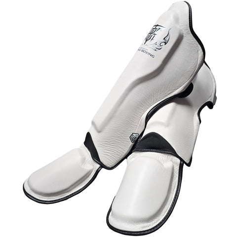 Shin Guards Top King Boxing TKSGP-GL White Black