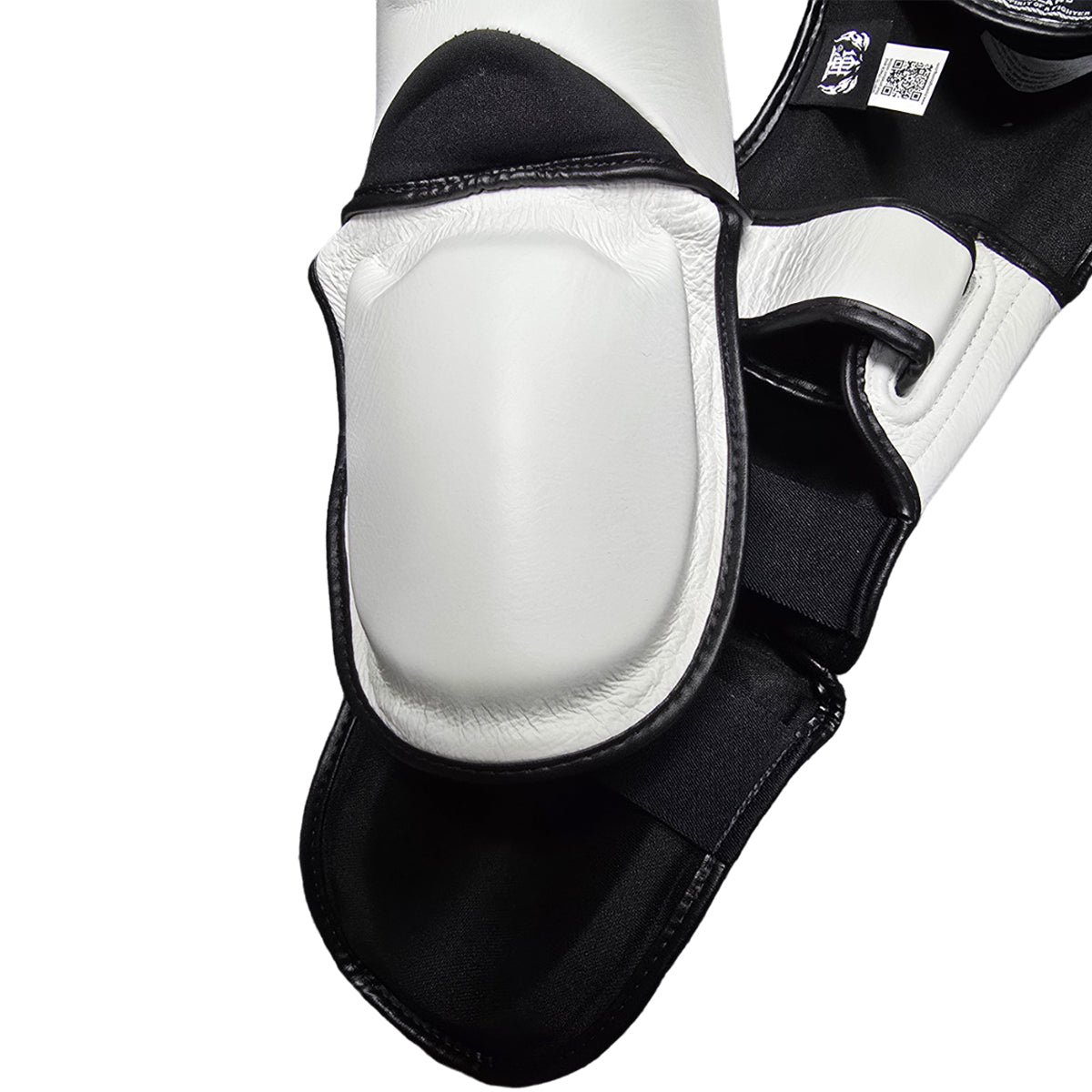 Shin Guards Top King Boxing TKSGP-GL White Black