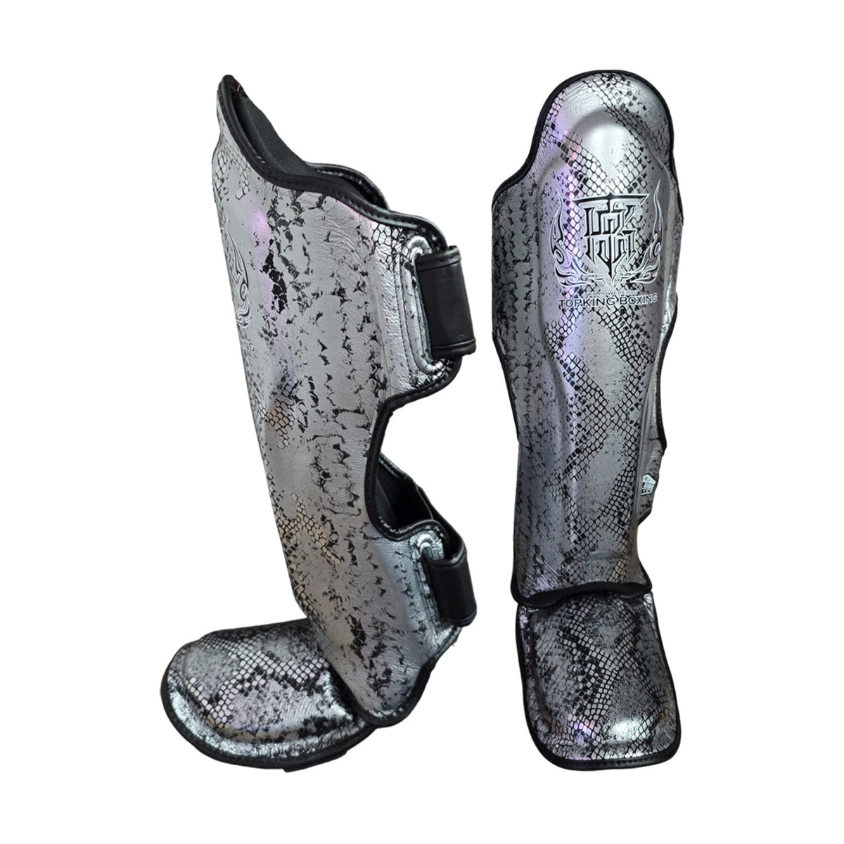 Top King TKSGSS-02 Super Snake Shin Guards, Silver Black, view 1