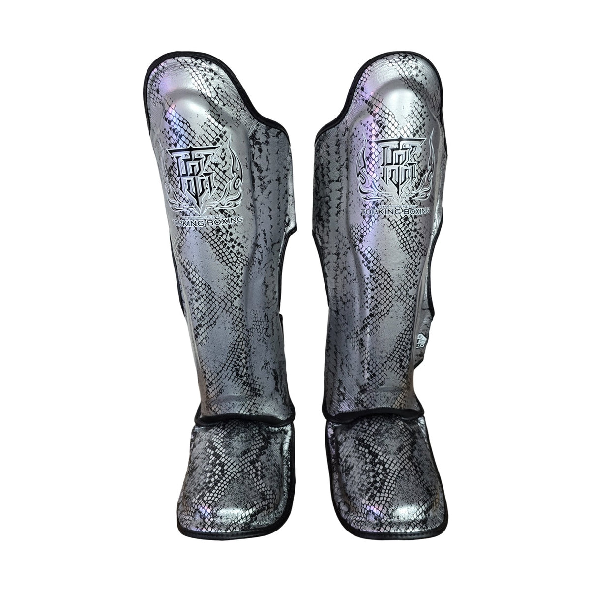 Top King TKSGSS-02 Super Snake Shin Guards, Silver Black, view 2