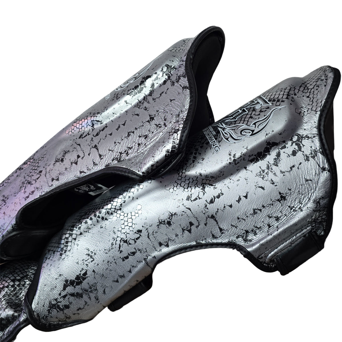 Top King TKSGSS-02 Super Snake Shin Guards, Silver Black, view 4