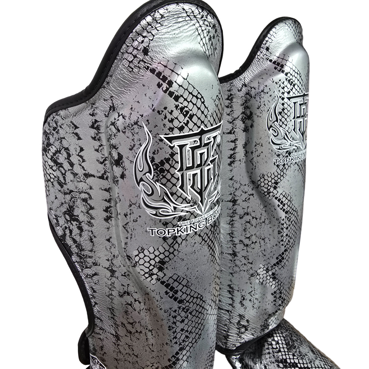 Top King TKSGSS-02 Super Snake Shin Guards, Silver Black, view 6
