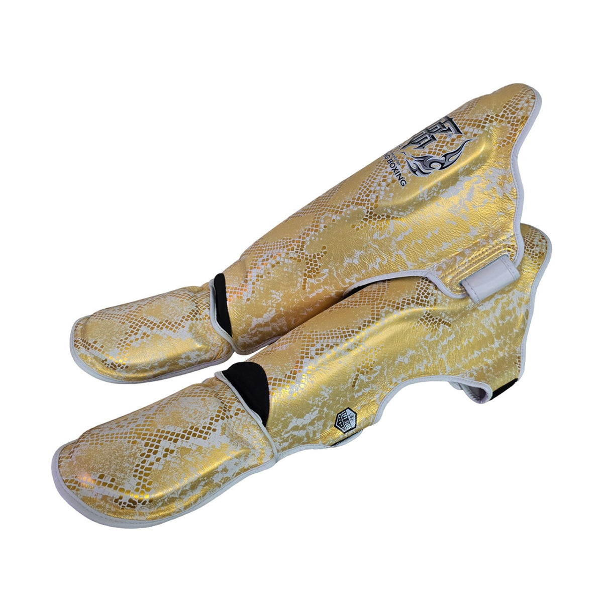 Top King TKSGSS-02 Super Snake Shin Guards, White Gold, view 3