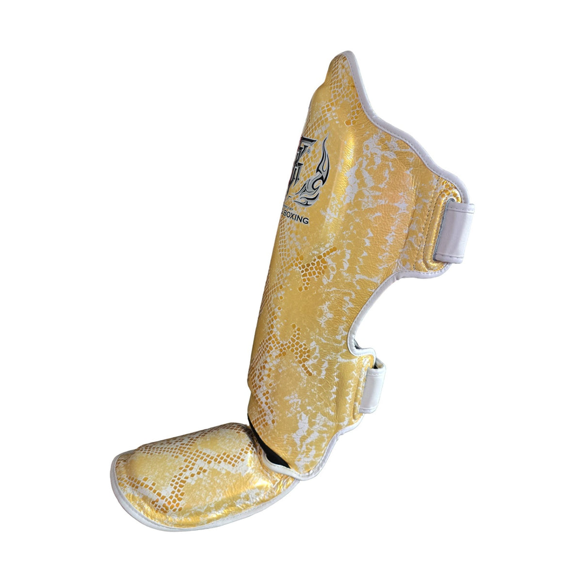 Top King TKSGSS-02 Super Snake Shin Guards, White Gold, view 4