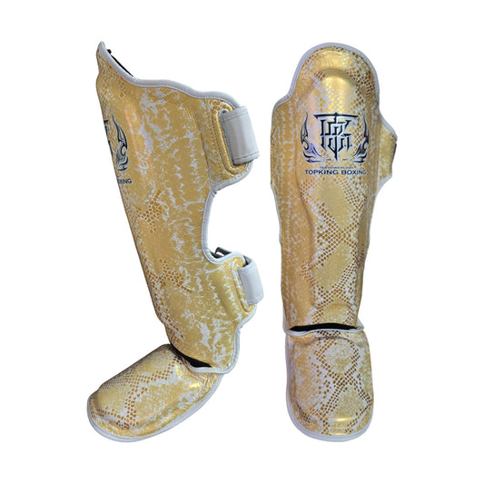 Top King TKSGSS-02 Super Snake Shin Guards, White Gold, view 1
