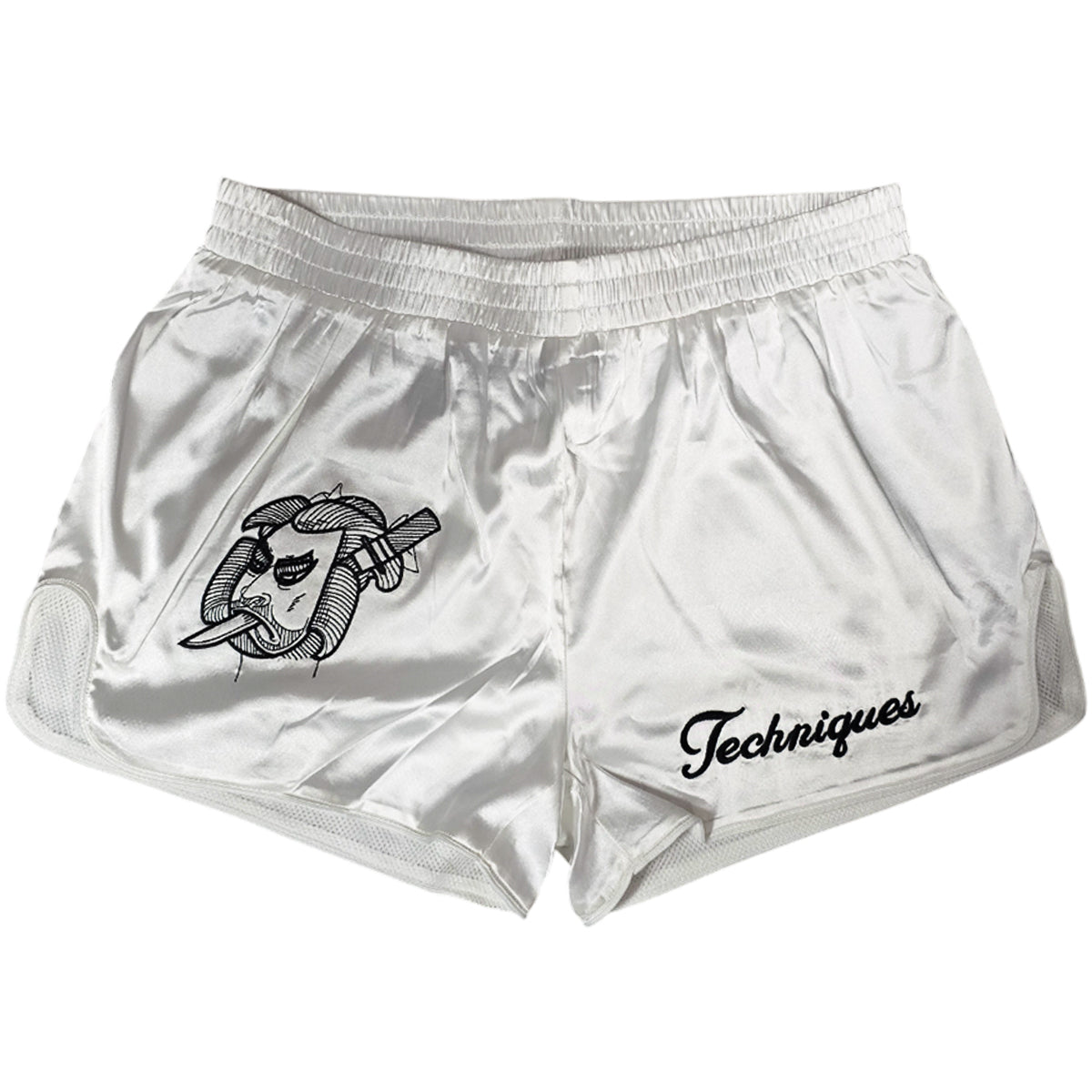 Shorts Muay Thai Style Faces of Death Retro White Techniques (Canada)