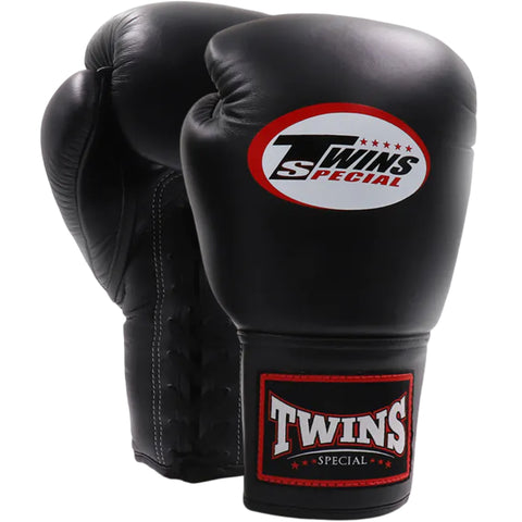 Boxing Gloves BGLL-1 Lace-Up Twins Special Black (Leather)