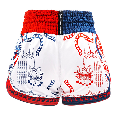 Shorts Muay Thai Style Twins Special TBS Yant Blue Red