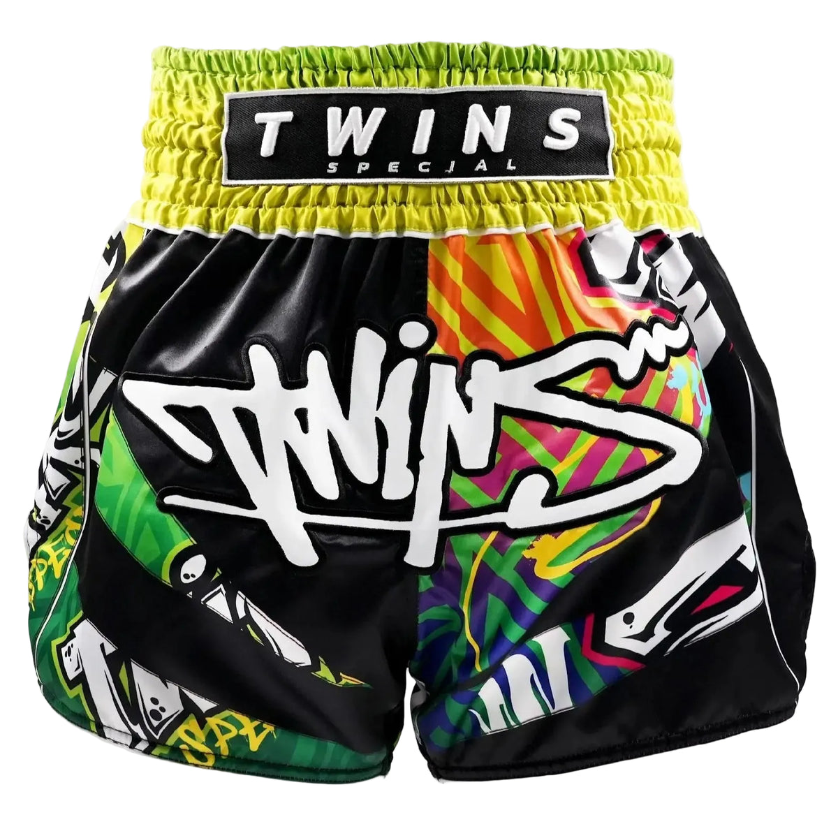 Shorts Muay Thai Style Twins Special TBS Graffiti Black/Green