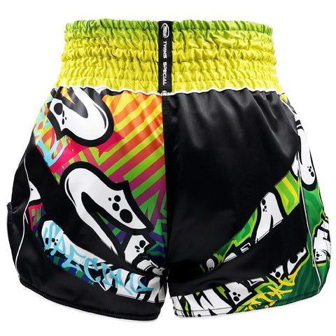 Shorts Muay Thai Style Twins Special TBS Graffiti Black/Green