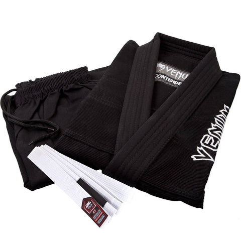 BJJ GI Venum Contender Kids Kimono Black White Belt Included