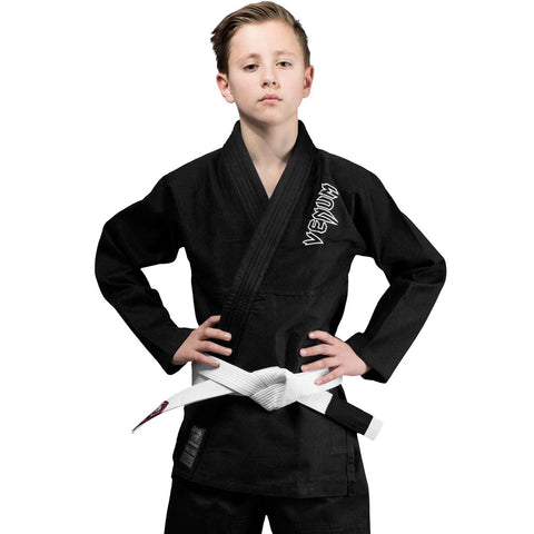 BJJ GI Venum Contender Kids Kimono Black White Belt Included