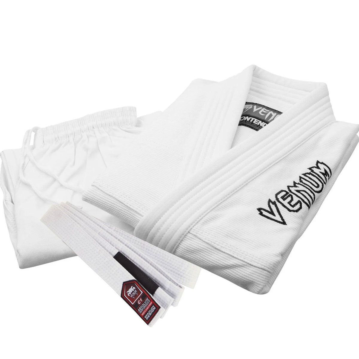 BJJ GI Venum Contender Kids Kimono White White Belt Included