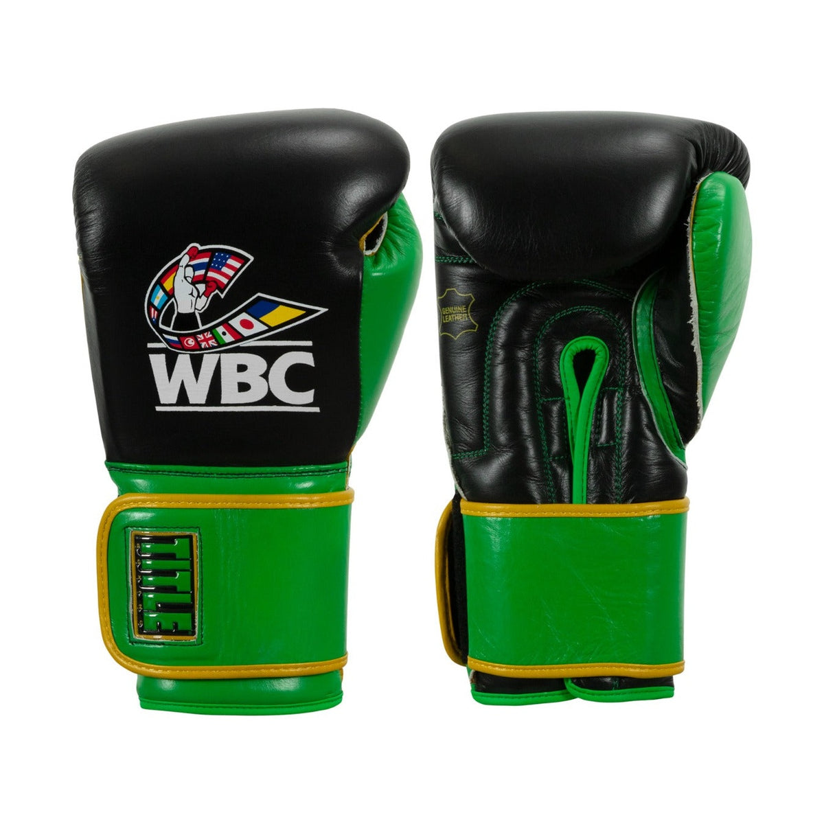 Boxing Gloves Title WBC by TITLE Boxing Training Black/Green (Leather)