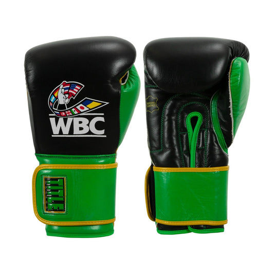 Boxing Gloves Title WBC by TITLE Boxing Training Black/Green (Leather)