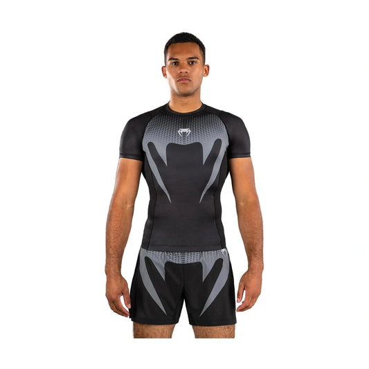 Venum No Gi Short Sleeve Rashguard, Black/Silver Grey, view 1