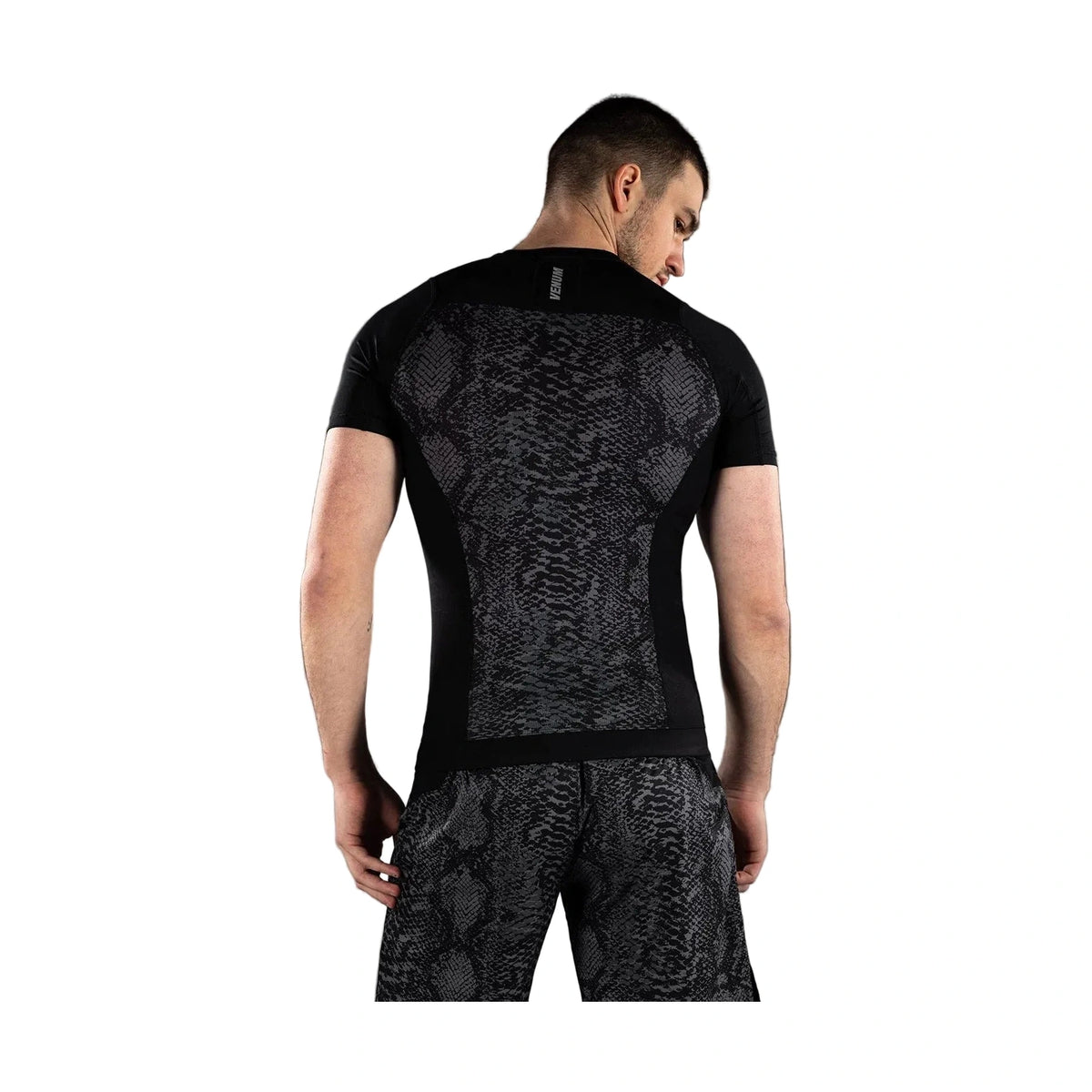 Venum G-Fit Scales Short Sleeve Rashguard, Black/Charcoal Grey, view 2