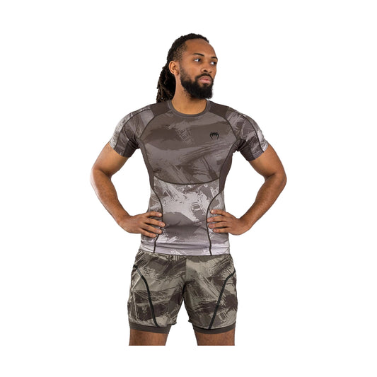 Venum Electron 3.0 Short Sleeve Rashguard, Sand, view 1