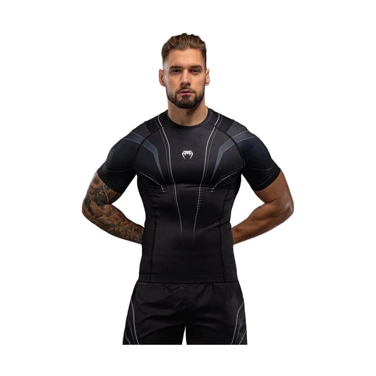Venum Streamline Short Sleeve Rashguard, Black/White, view 1