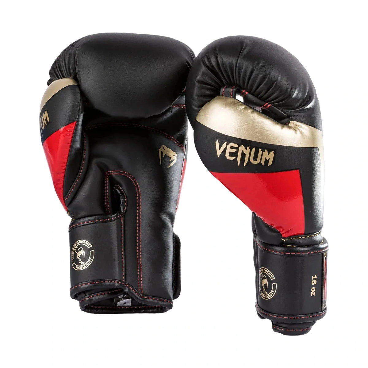 Venum Elite Boxing Gloves, Black/Gold/Red, view 2