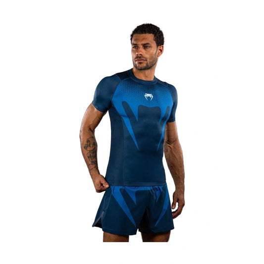 Venum No Gi Short Sleeve Rashguard, Indigo, view 1