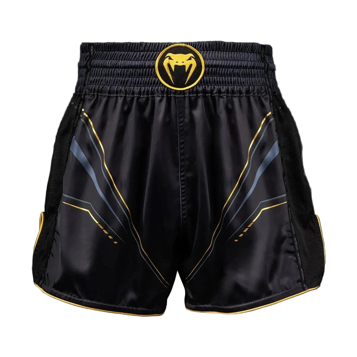 Venum Streamline Muay Thai Shorts, Black/Gold, view 1