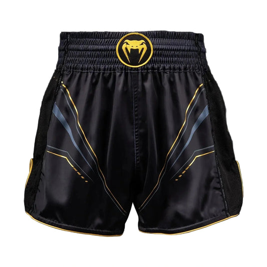 Venum Streamline Muay Thai Shorts, Black/Gold, view 1