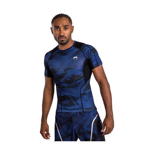 Venum Electron 3.0 Short Sleeve Rashguard, Navy, view 1
