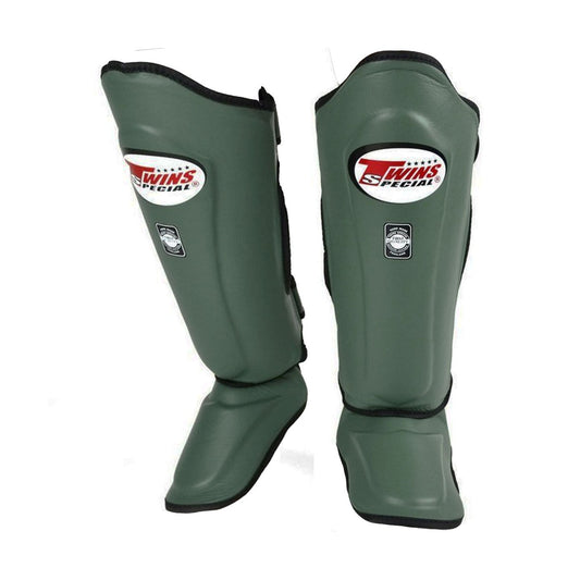 Twins Special SGL-10 Shin Guards, Olive Green, view 1