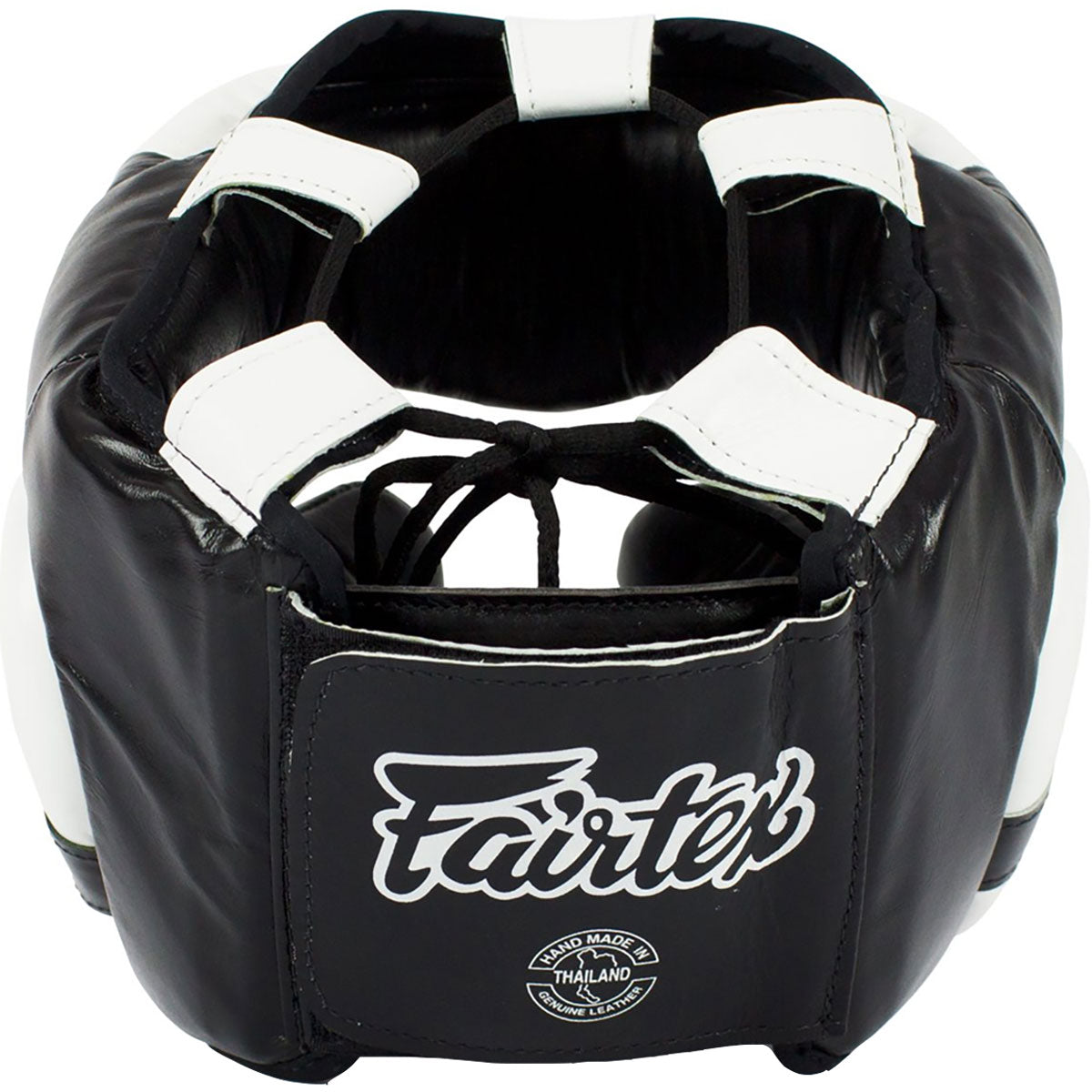 Head Guard Fairtex HG13+L Black White Diagonal View Lace Cover