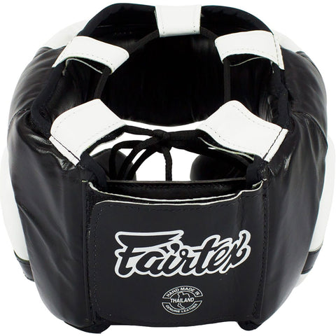 Head Guard Fairtex HG13+L Black White Diagonal View Lace Cover
