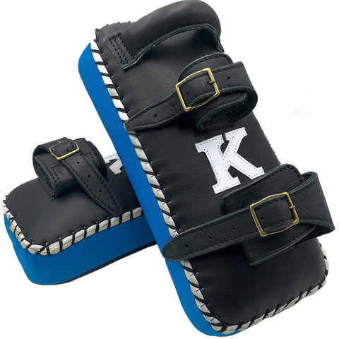 Kick Pads K Brand K-KKP Black Light Blue Double Strap Muay Thai Boxing