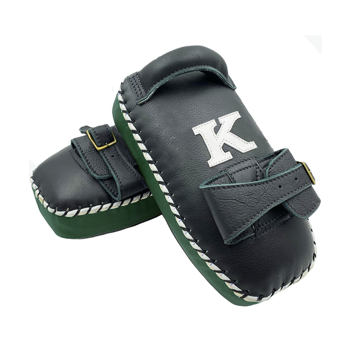 Kick Pads K Brand K-KKP Single Strap Black Green Muay Thai Boxing