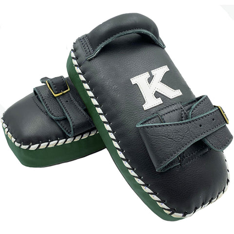 Kick Pads K Brand K-KKP Single Strap Black Green Muay Thai Boxing