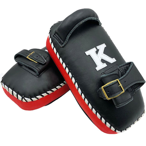 Kick Pads K Brand K-KKP Single Strap Black Red Muay Thai Boxing