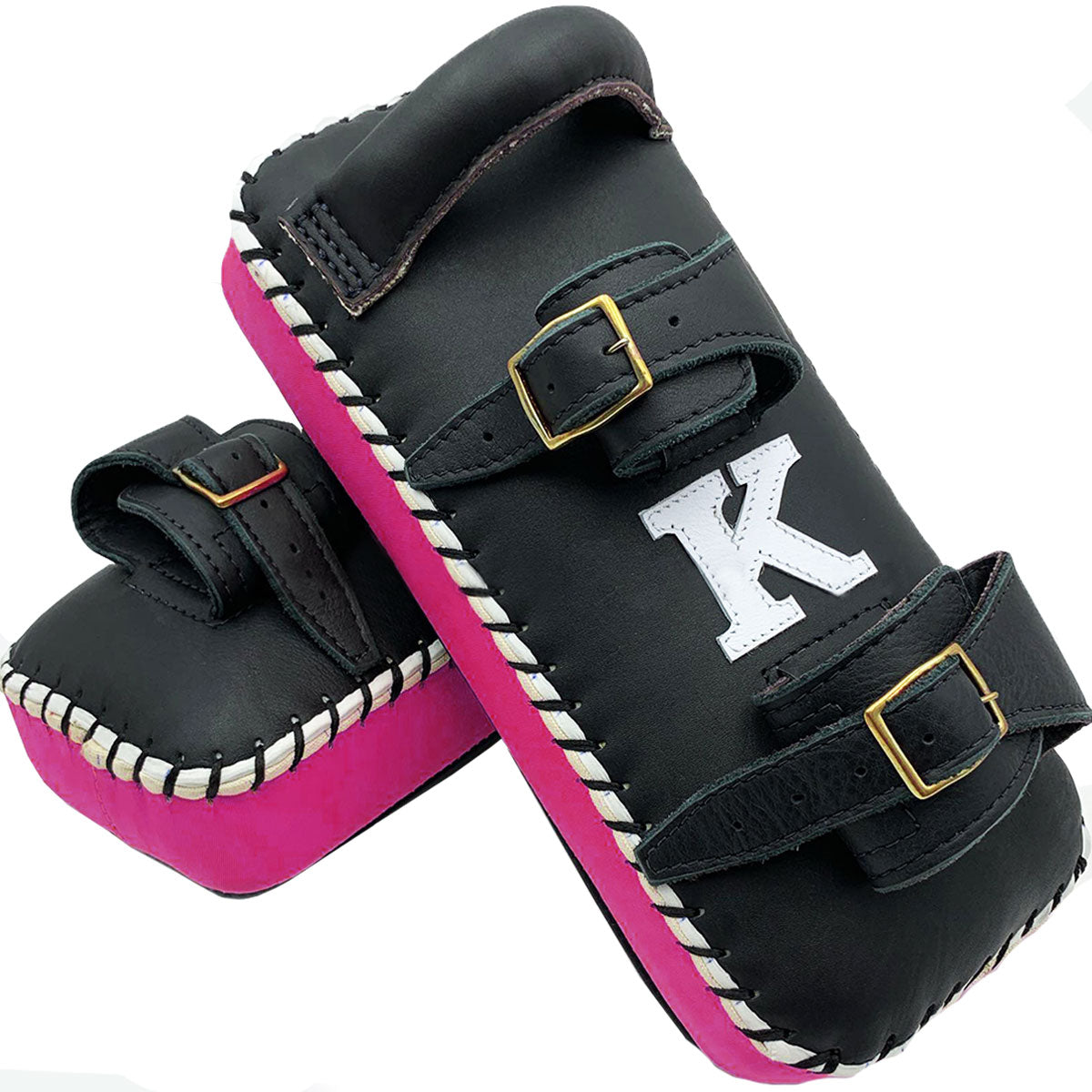 Kick Pads K Brand K-KKP Black Pink Double Strap Muay Thai Boxing