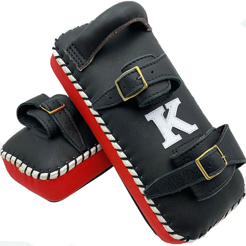 Kick Pads K Brand K-KKP Black Red Double Strap Muay Thai Boxing