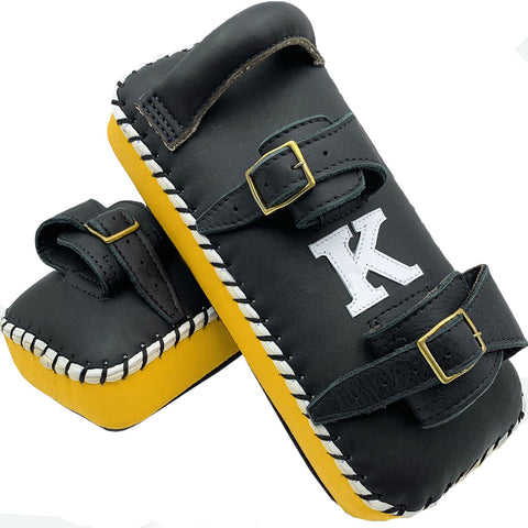 Kick Pads K Brand K-KKP Black Yellow Double Strap Muay Thai Boxing