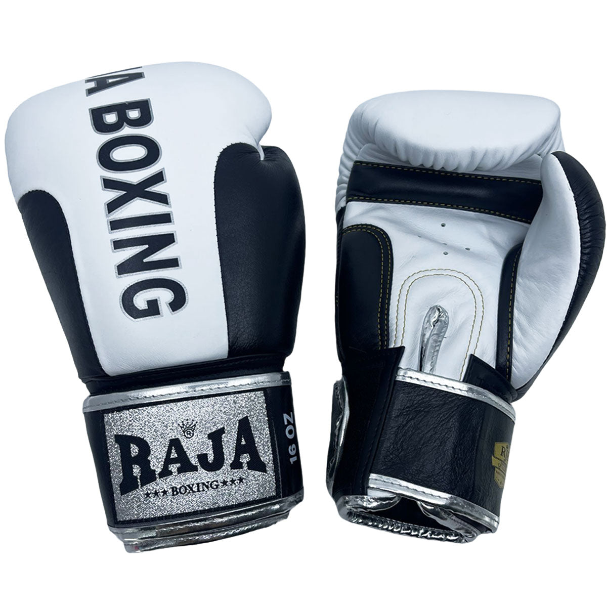 Boxing Gloves Raja RJB-P4 Black White "Original Premium Gloves" Muay Thai