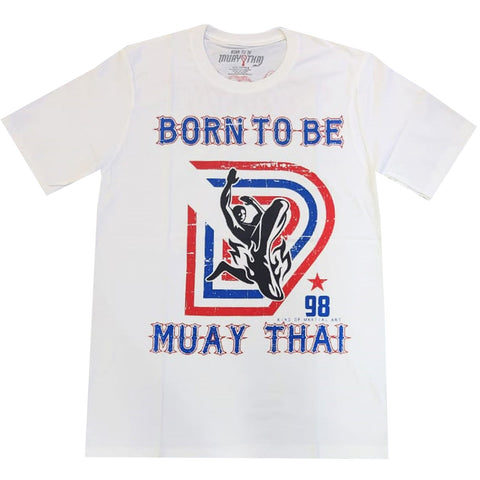 T-Shirt Born To Be 98 White Cotton Muay Thai Boxing