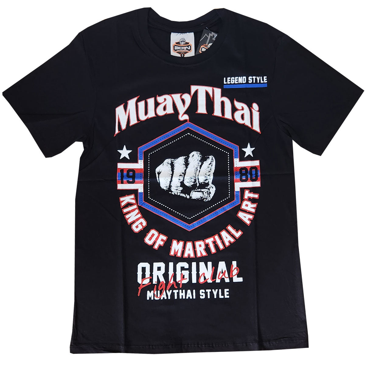 T-Shirt Born To Be Black Cotton Original Style Muay Thai Boxing