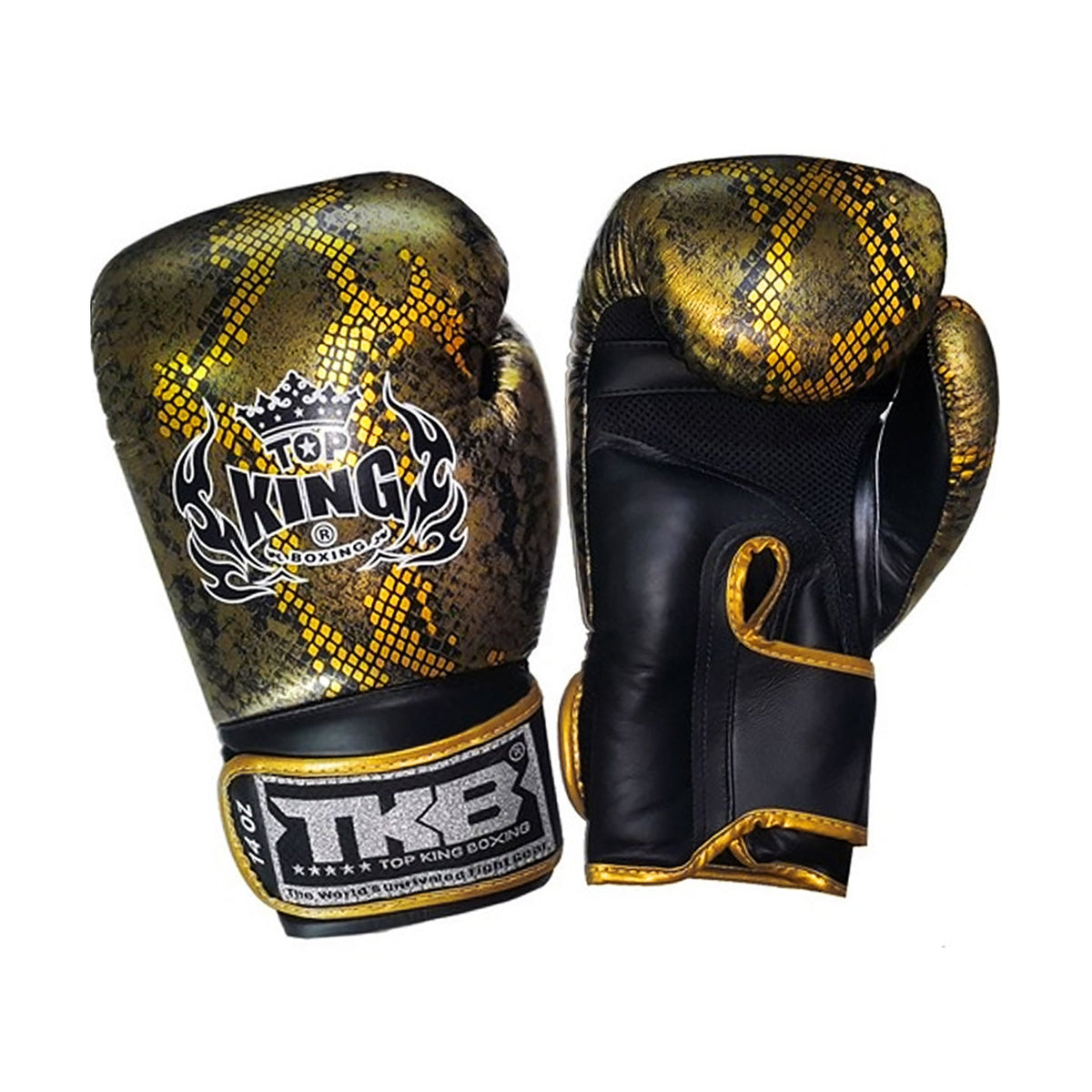 Top King TKBGSS-02 Super Snake Air Boxing Gloves, Black Gold, view 2