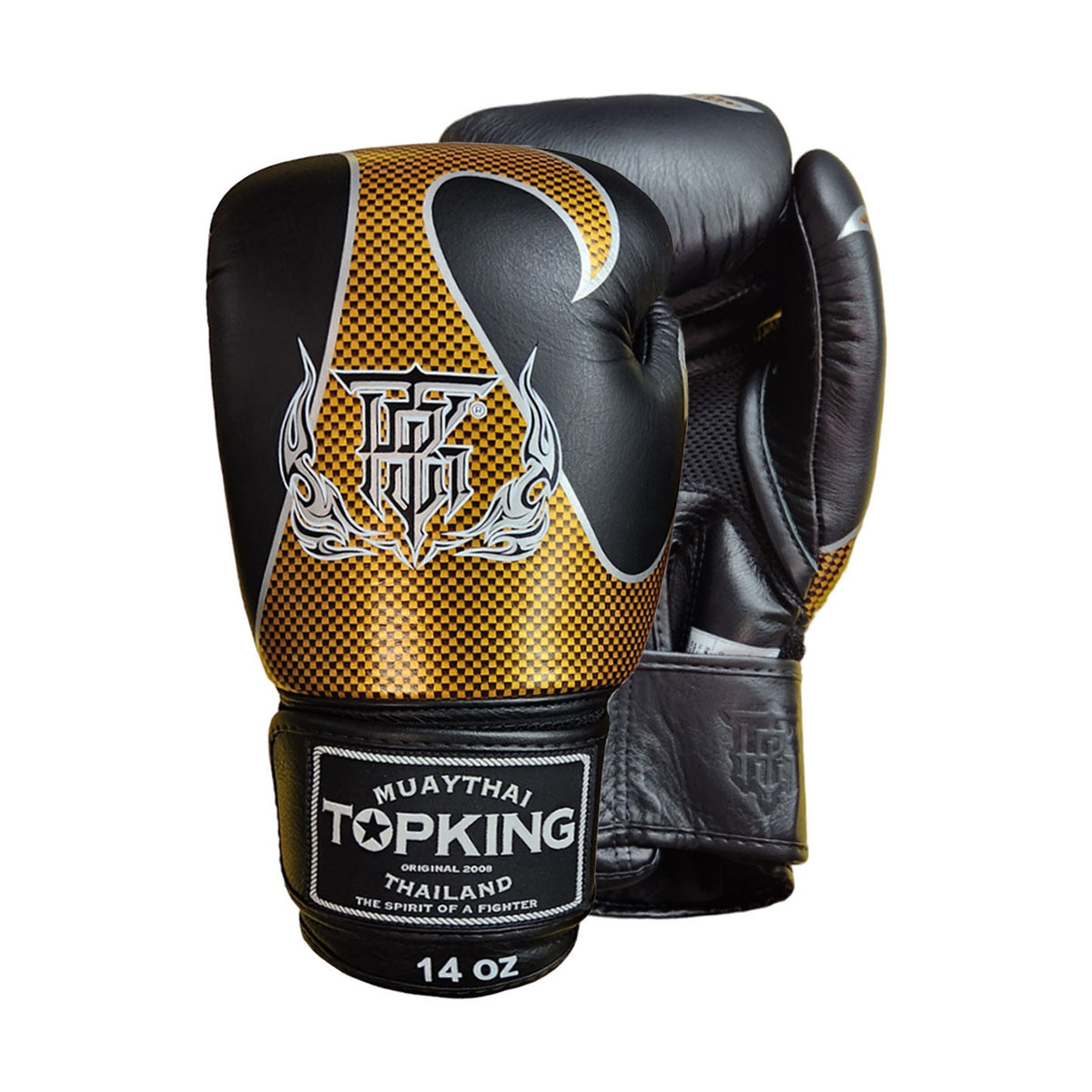 Top King TKBGEM-01 Empower Creativity Boxing Gloves, Black Gold, view 1